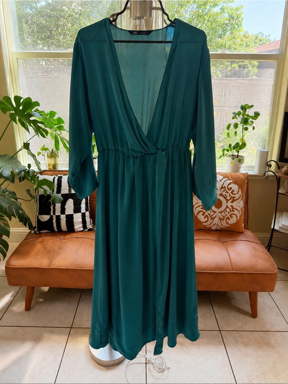 Zara Teal V-Neck Wrap Dress